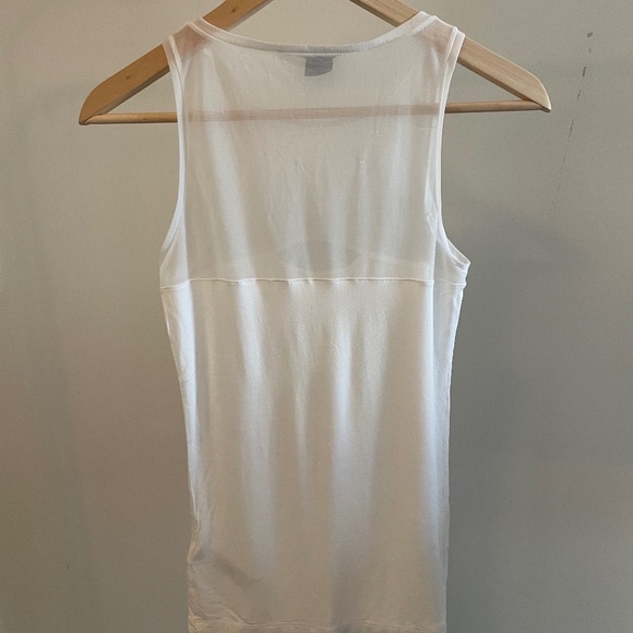 French Connection White Half Sheer Tank Top - Picture 2 of 3